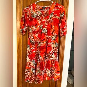 Vibrant Red Patterned Dress